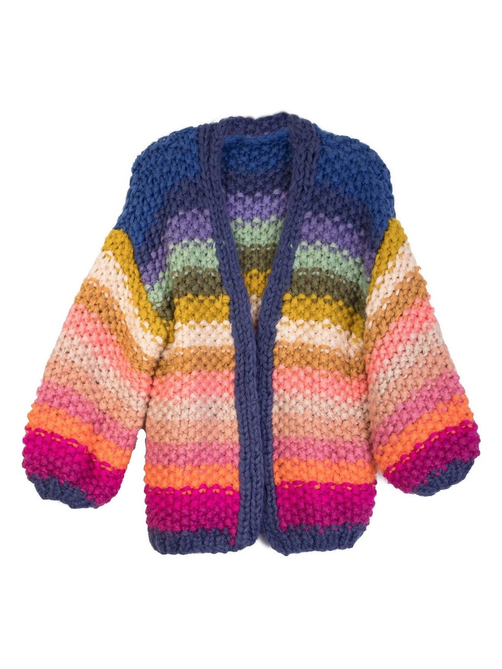 SAACHI Mayflower Stripe Crochet Chunky-Knit Cardigan